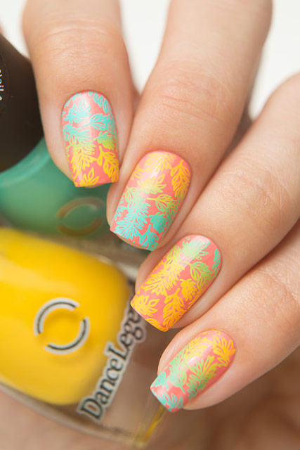 Lesly Plates LS-142 | China Glaze - I Just Can't-aloupe | Dance Legend 6 Yellow 8 Mint Stamping collection