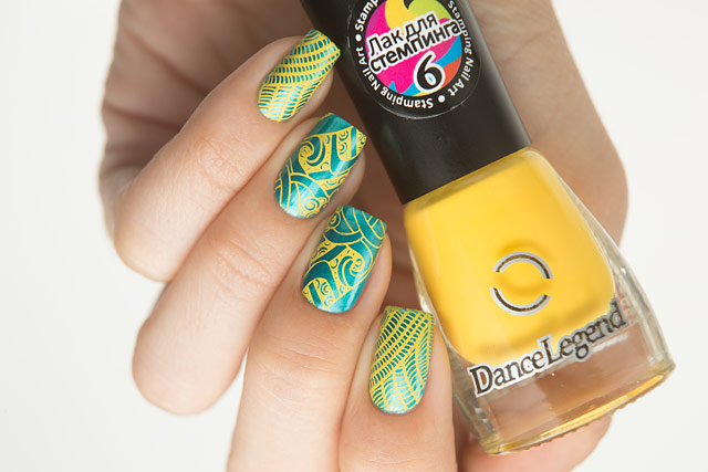 Lesly Plates LS-144 | China Glaze Don't Teal My Vibe | Dance Legend 6 Yellow Stamping collection
